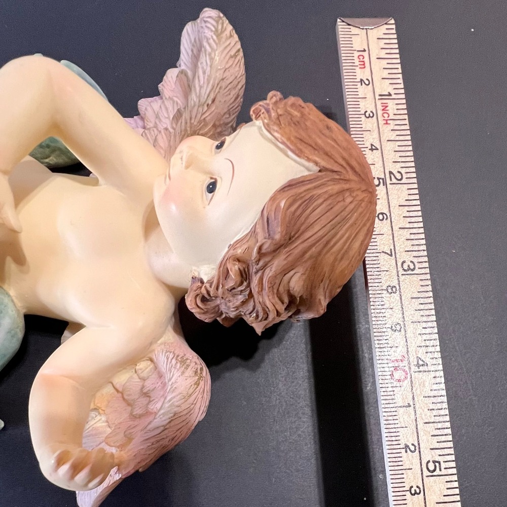 Unbranded 7.5in Cherub Wall Hanging Angel Figurine Blue Pink Fair Vintage Style - Picture 5 of 5